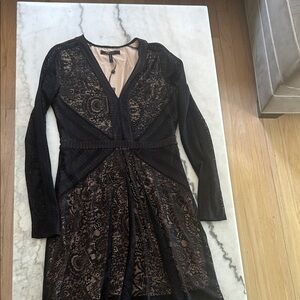 Alex BCBG Black and Tan Lace Dress